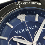 Versace V-Ray Chronograph Quartz Blue Dial Black Leather Strap Watch For Men - VEDB00418 Authentic Buy Shop Now