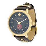 Versace V-Circle Manifesto Edition Black Dial Black Leather Strap Watch for Men - VBQ050017 Authentic Buy Shop Now