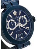 Versace Aion Chronograph Blue Dial Blue Leather Strap Watch for Men - VBR070017 Authentic Buy Shop Now