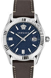 Versace Greca Time Quartz Blue Dial Brown Leather Strap Watch For Men - VE3K00122 Authentic Buy Shop Now