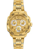 Versace Dylos Chronograph Gold Dial Gold Steel Strap Watch for Men - VQC040015 Authentic Buy Shop Now
