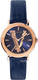 Versace Virtus Quartz Blue Dial Blue Leather Strap Watch for Women - VEHC00419 Authentic Buy Shop Now