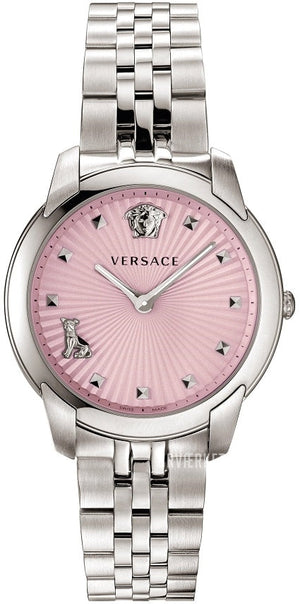 Versace Audrey Quartz Pink Dial Silver Steel Strap Watch for Women - VELR00419 Authentic Buy Shop Now