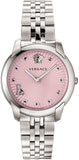 Versace Audrey Quartz Pink Dial Silver Steel Strap Watch for Women - VELR00419 Authentic Buy Shop Now