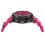 Versace Icon Active Chronograph Quartz Black Dial Pink Rubber Strap Watch For Men - VEZ700221 Authentic Buy Shop Now