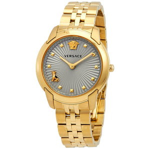 Versace Audrey Quartz Grey Dial Gold Steel Strap Watch for Women - VELR00719 Authentic Buy Shop Now
