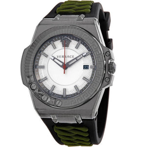 Versace Chain Reaction Quartz White Dial Green Rubber Strap Watch for Men - VEDY00419 Authentic Buy Shop Now