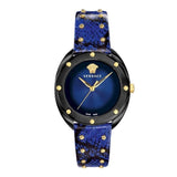 Versace Shadov Quartz Black Dial Blue Leather Strap Watch for Men - VEBM00418 Authentic Buy Shop Now