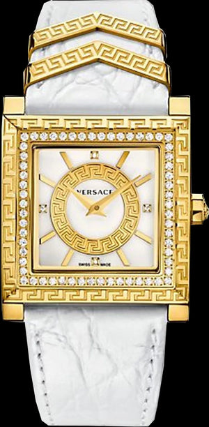 Versace DV25 Diamonds White Dial White Leather Strap Watch For Women - VQF060015 Authentic Buy Shop Now