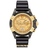 Versace Icon Active Chrono Gold Dial Black Silicone Strap Unisex Watch - VEZ701623 Authentic Buy Shop Now