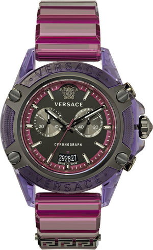 Versace Icon Active Chronograph Black Dial Purple Rubber Strap Watch For Men - VEZ701423 Authentic Buy Shop Now