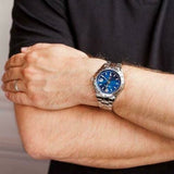 Versace Hellenyium GMT Blue Dial Silver Steel Strap Watch for Men - V11010015 Authentic Buy Shop Now