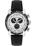 Versace V-Ray Quartz Silver Dial Black Leather Strap Watch for Men - VDB010014 Authentic Buy Shop Now