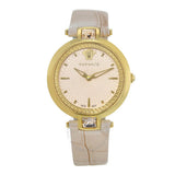 Versace Olympo Quartz White Dial Beige Leather Strap Watch for Women - VAN050016 Authentic Buy Shop Now