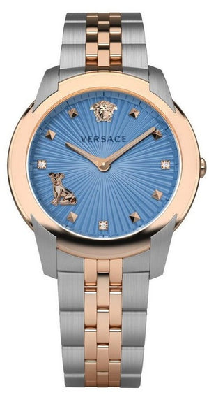 Versace Audrey Quartz Blue Dial Two Tone Steel Strap Watch for Women - VELR00619 Authentic Buy Shop Now