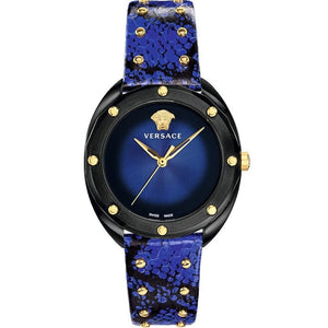 Versace Shadov Quartz Black Dial Blue Leather Strap Watch for Men - VEBM00418 Authentic Buy Shop Now
