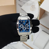 Versace Dominus Chronograph Blue Dial Silver Steel Strap Watch For Men - VE6H00423 Authentic Buy Shop Now