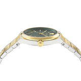 Versace V-Auria Quartz Green Dial Two Tone Steel Strap Watch for Men - VE0F00425 Authentic Buy Shop Now