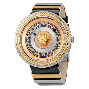 Versace V Metal Icon Gold Dial Black & Silver & Gold Strap Watch for Women - VLC020014 Authentic Buy Shop Now