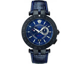 Versace V Race Chronograph Quartz Blue Dial Blue Leather Strap Watch For Men - VEBV00419 Authentic Buy Shop Now