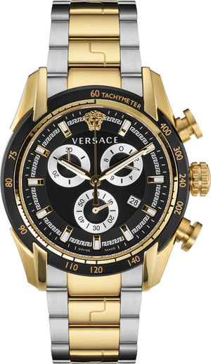 Versace V-Ray Chronograph Black Dial Two Tone Steel Strap Watch For Men - VE2I00421 Authentic Buy Shop Now