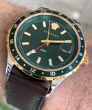 Versace Hellenyium Green Dial Brown Leather Strap Watch for Men - V11090017 Authentic Buy Shop Now
