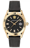 Versace Greca Time Quartz Black Dial Brown Leather Strap Watch For Men - VE3K00222 Authentic Buy Shop Now