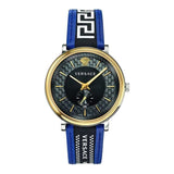 Versace V-Circle Black Dial Blue Leather Strap Watch for Men - VEBQ01419 Authentic Buy Shop Now