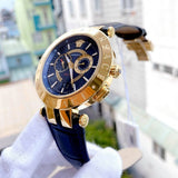 Versace V-Race Multifunction Quartz Blue Dial Blue Leather Strap Watch For Men - VEBV00219 Authentic Buy Shop Now