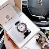 Versace Chain Reaction Quartz White Dial Black Rubber Strap Watch for Men - VEDY00219 Authentic Buy Shop Now