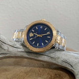 Versace Hellenyium Blue Dial Two Tone Steel Strap Watch for Women - V12060017 Authentic Buy Shop Now