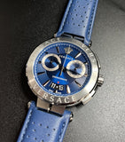 Versace Aion Chronograph Blue Dial Blue Leather Strap Watch for Men - VE1D01220 Authentic Buy Shop Now