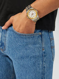 Versace Chain Reaction Quartz White Dial Two Tone Steel Strap Watch for Men - VEDY00519 Authentic Buy Shop Now