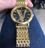 Versace Virtus Quartz Black Dial Gold Steel Strap Watch for Women - VEHC00619 Authentic Buy Shop Now