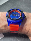 Versace Icon Active Chronograph Quartz Blue Dial Orange Rubber Strap Watch For Men - VEZ700922 Authentic Buy Shop Now
