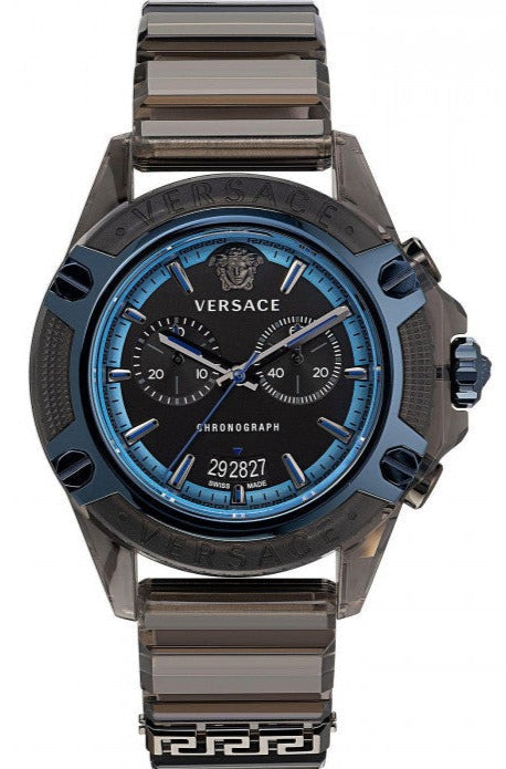 Versace icon Active Chronograph Black Dial Black Silicone Strap Watch For Men - VEZ700622 Authentic Buy Shop Now