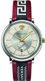 Versace V Circle Silver Dial Two Tone Leather Strap Watch for Men - VEBQ01319 Authentic Buy Shop Now