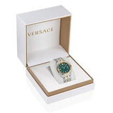 Versace Greca Time Quartz Green Dial Two Tone Steel Strap Watch For Men - VE3K00422 Authentic Buy Shop Now
