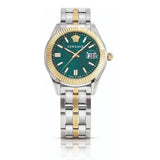 Versace Greca Time Quartz Green Dial Two Tone Steel Strap Watch For Men - VE3K00422 Authentic Buy Shop Now