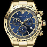 Versace Classic Chronograph Quartz Blue Dial Gold Steel Strap Watch For Men - VEV700619 Authentic Buy Shop Now