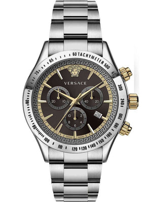 Versace Classic Chronograph Quartz Black Dial Silver Steel Strap Watch For Men - VEV700419 Authentic Buy Shop Now