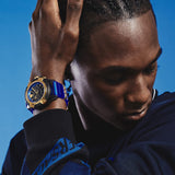 Versace Icon Active Chronograph Black Dial Blue Rubber Strap Watch For Men VEZ700521 Authentic Buy Shop Now