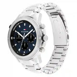 Tommy Hilfiger Troy Chronograph Blue Dial Silver Steel Strap Watch For Men - 1792104 Authentic Buy Shop Now