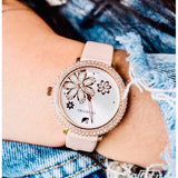 Swarovski Crystal Frost White Dial Pink Leather Strap Watch for Women - 5519223 Authentic Buy Shop Now