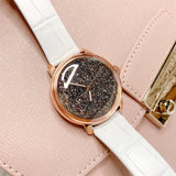 Swarovski Crystalline Hours Quartz Grey Dial Black Leather Strap Watch for Women - 5344635 Authentic Buy Shop Now