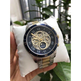 Fossil Grant Sport Automatic Skeleton Blue Dial Two Tone Steel Strap Watch for Men - ME3141 Authentic Buy Shop Now
