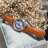 Guess Park Avenue Blue Dial Brown Leather Strap Watch for Women - W0838L2 Authentic Buy Shop Now