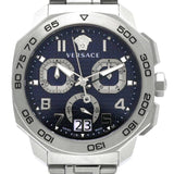 Versace Dylos Chronograph Blue Dial Silver Steel Strap Watch for Men - VQC090016 Authentic Buy Shop Now