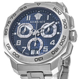 Versace Dylos Chronograph Blue Dial Silver Steel Strap Watch for Men - VQC090016 Authentic Buy Shop Now