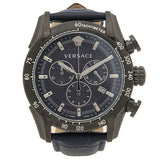 Versace V-Ray Chronograph Quartz Blue Dial Black Leather Strap Watch For Men - VEDB00418 Authentic Buy Shop Now